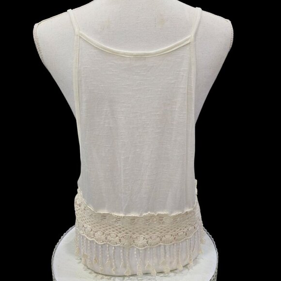 Poetry ✦ White Boho Crochet Tank ✦ Tassel Hem w/ Halter Neck Size S - Picture 2 of 8